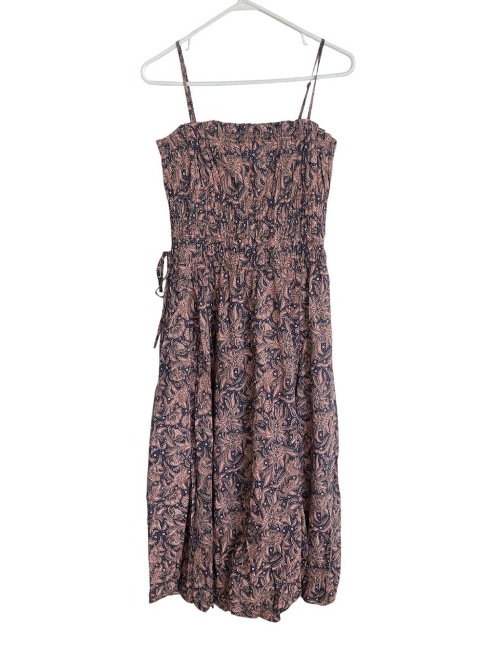 Madewell Smocked Floral Midi Dress With Spaghetti Straps & Bubble Hem Size 4